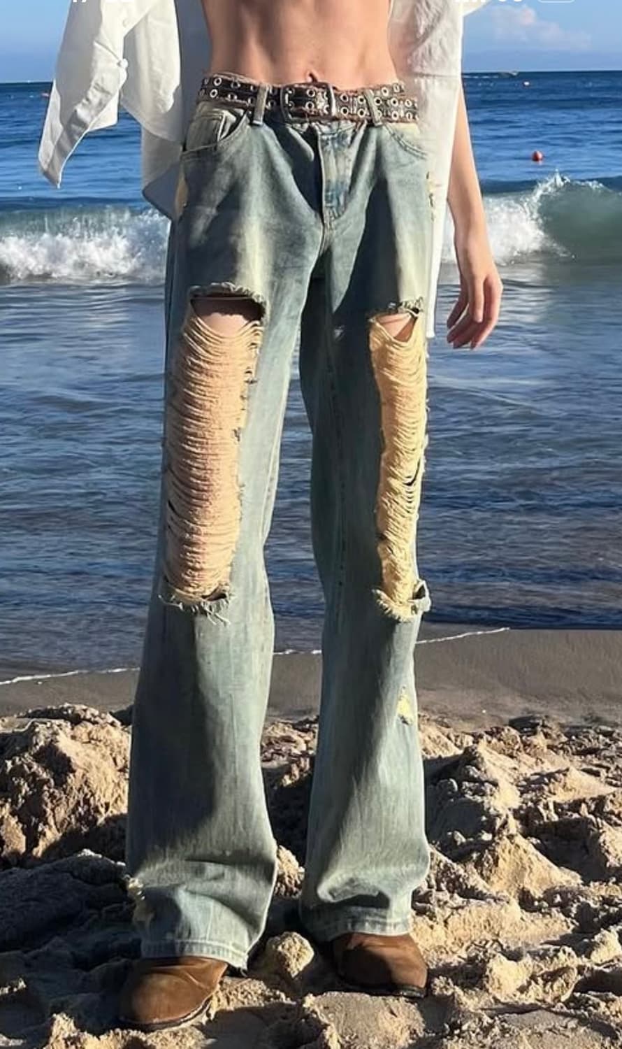 보헤미안서울 데미지 와이드 데님펜츠 상품이미지2