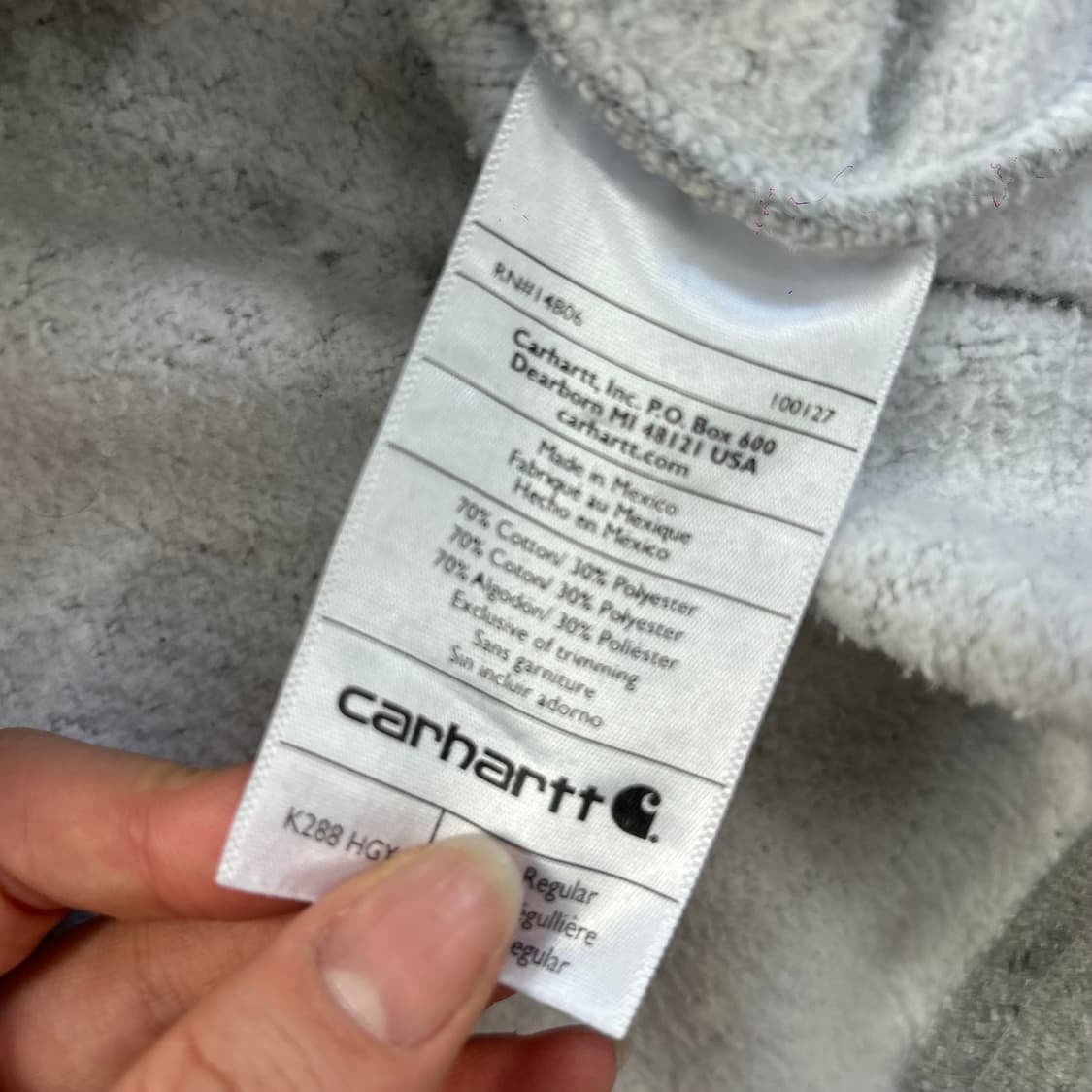 Carhartt 칼하트 사이드로고 그레이 후드티 상품이미지7