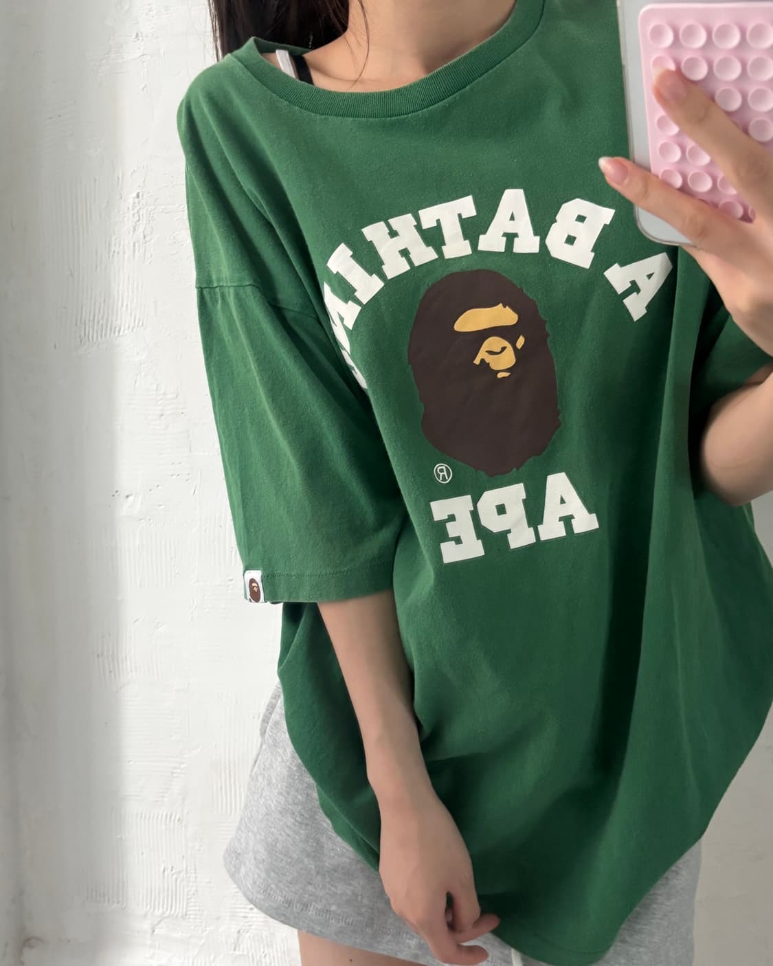 BAPE 베이프 컬리지 사루 그린컬러 티셔츠 상품이미지1