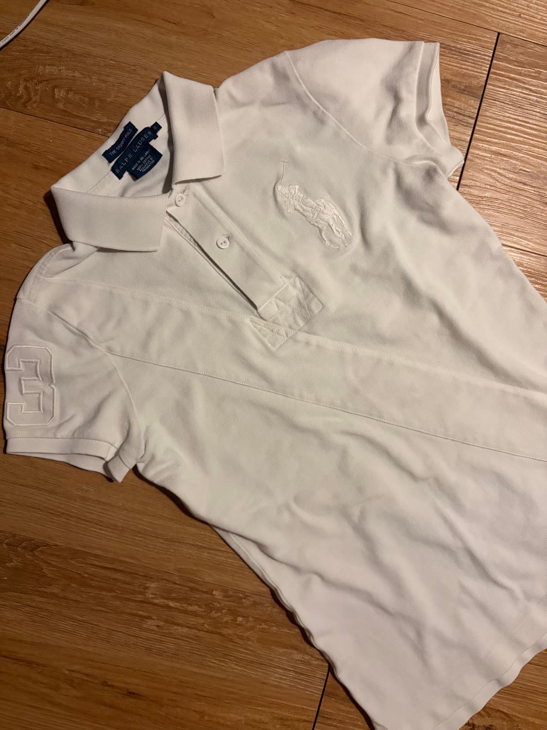 폴로 빅포니 스키니핏 슬림핏 카라티 화이트 반팔 상품이미지1