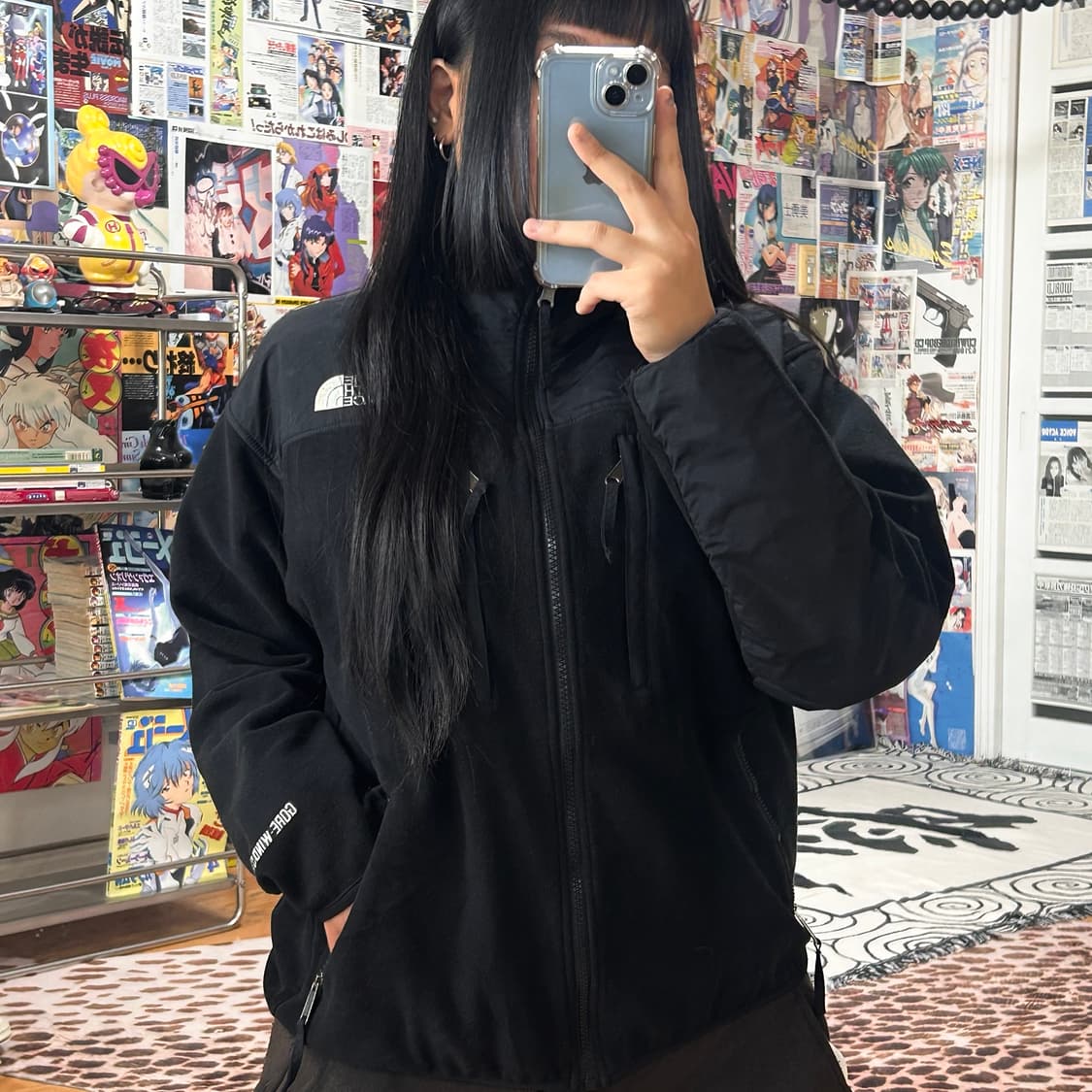 JPN 노스페이스 블랙 후리스 배색 집업 상품이미지2