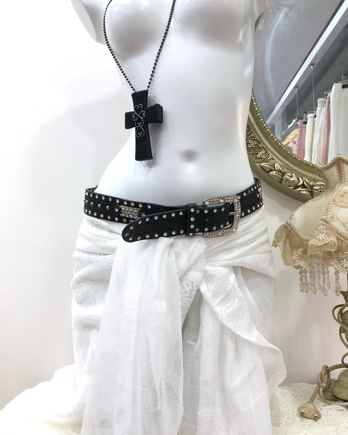 black punk cubic stud belt  상품이미지1