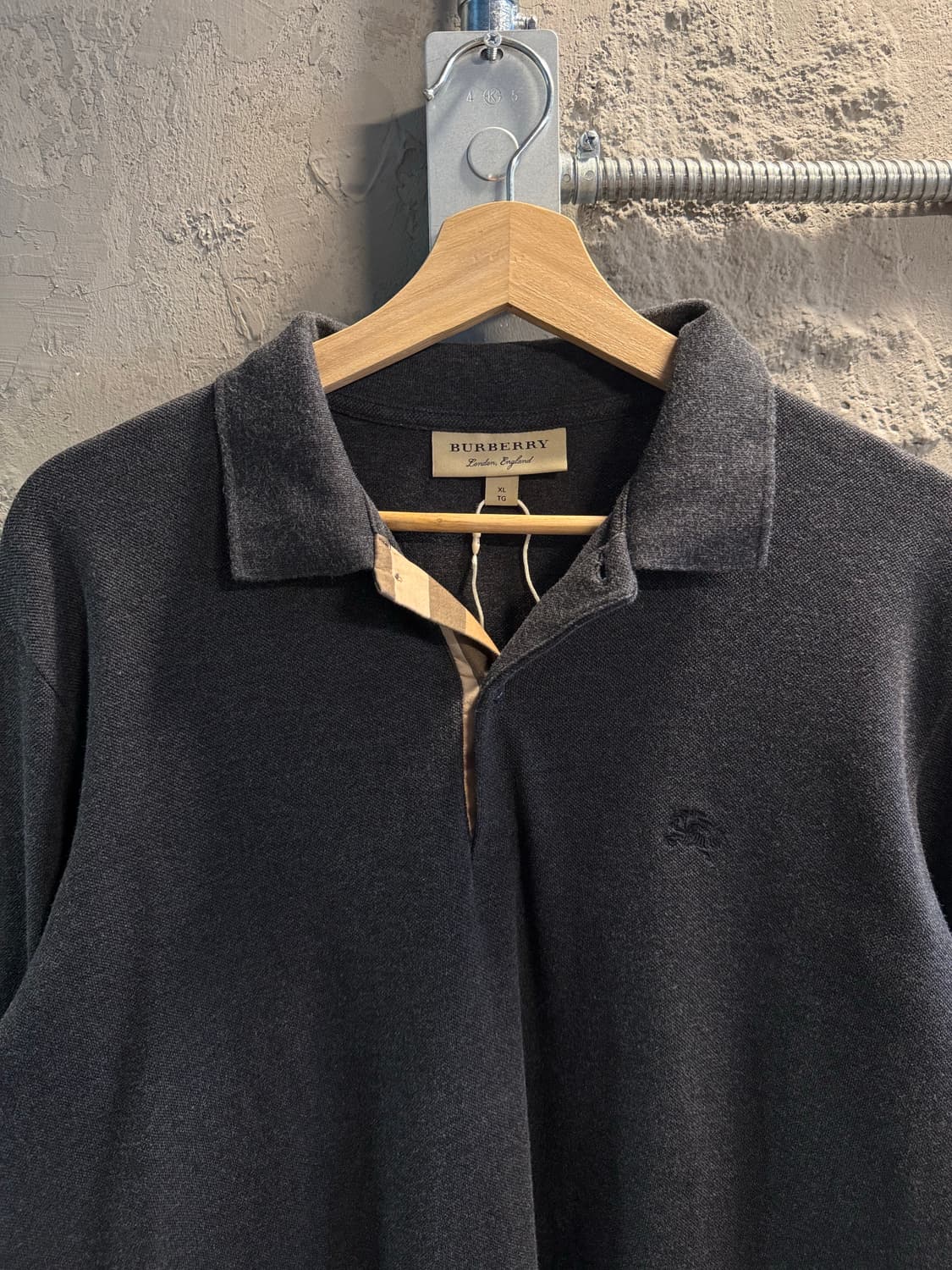 XL 버버리 BURBERRY 런던 노바체크 카라 PK 티셔츠 차콜 상품이미지4