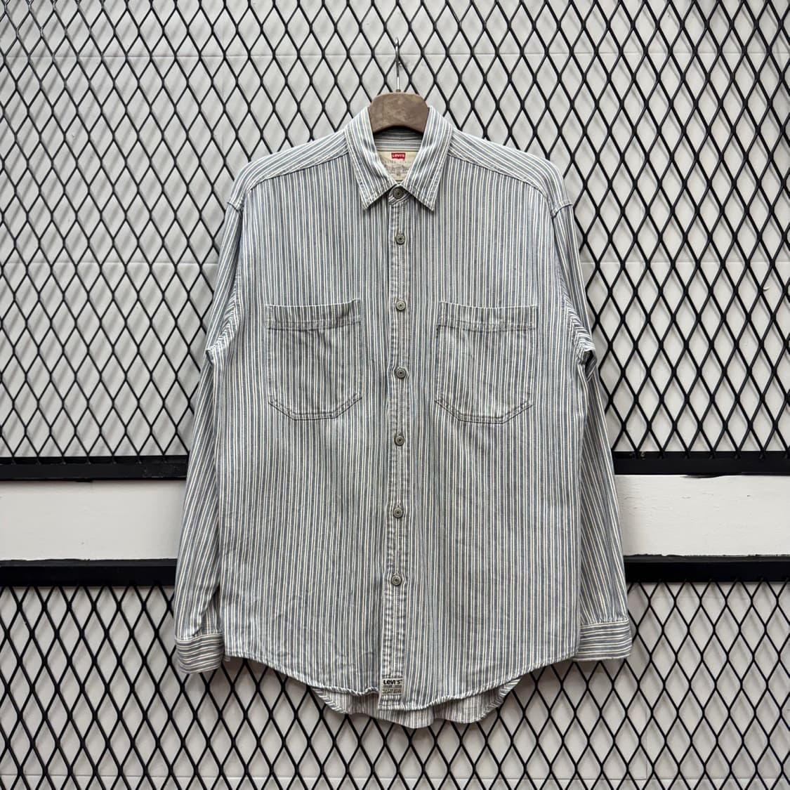 리바이스 워크 셔츠 스트라이프 패턴 어센틱 진 스퀘어 스카이블루 상품이미지1