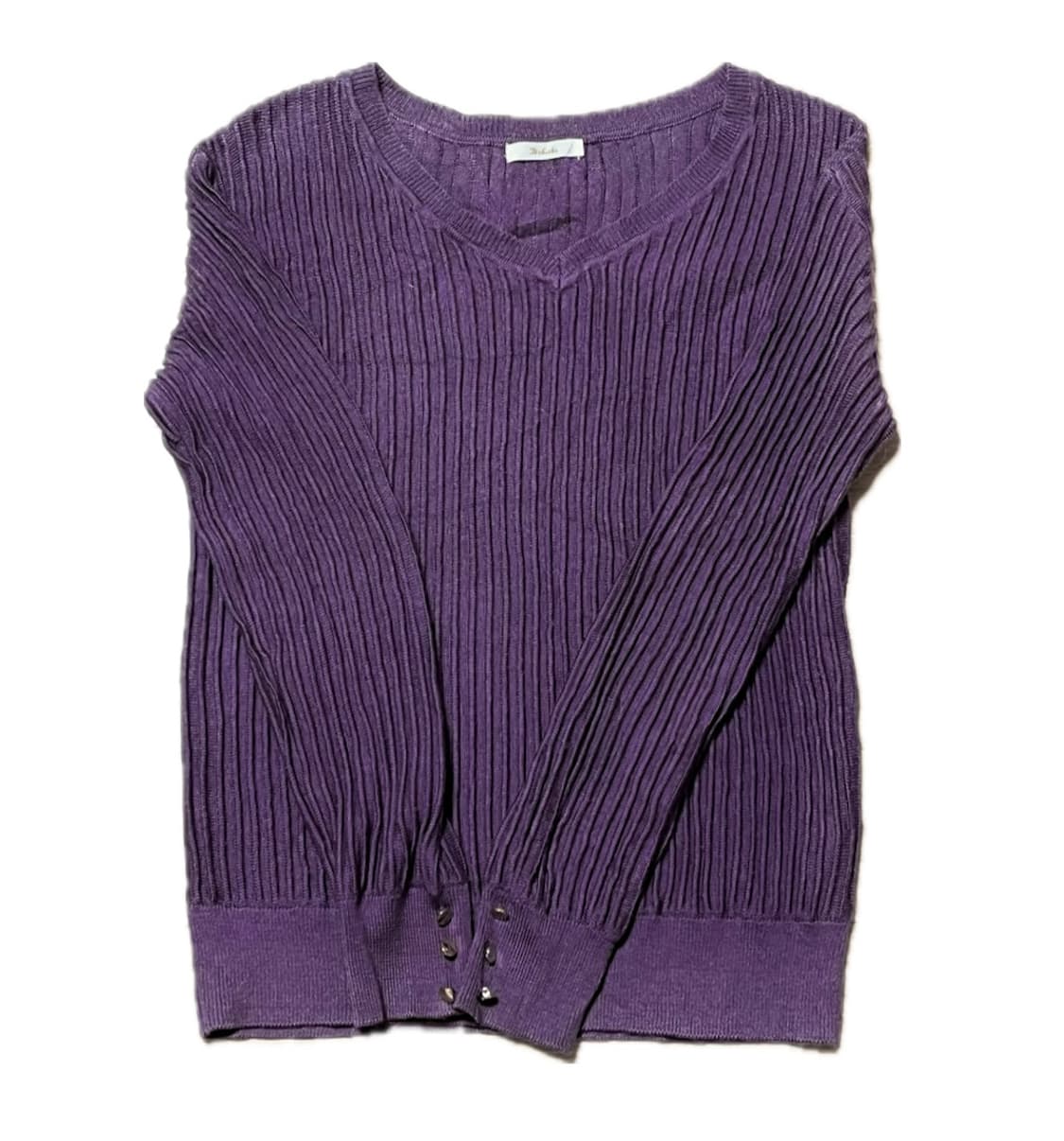 je chichi 퍼플 브이넥 골지 니트 상품이미지1