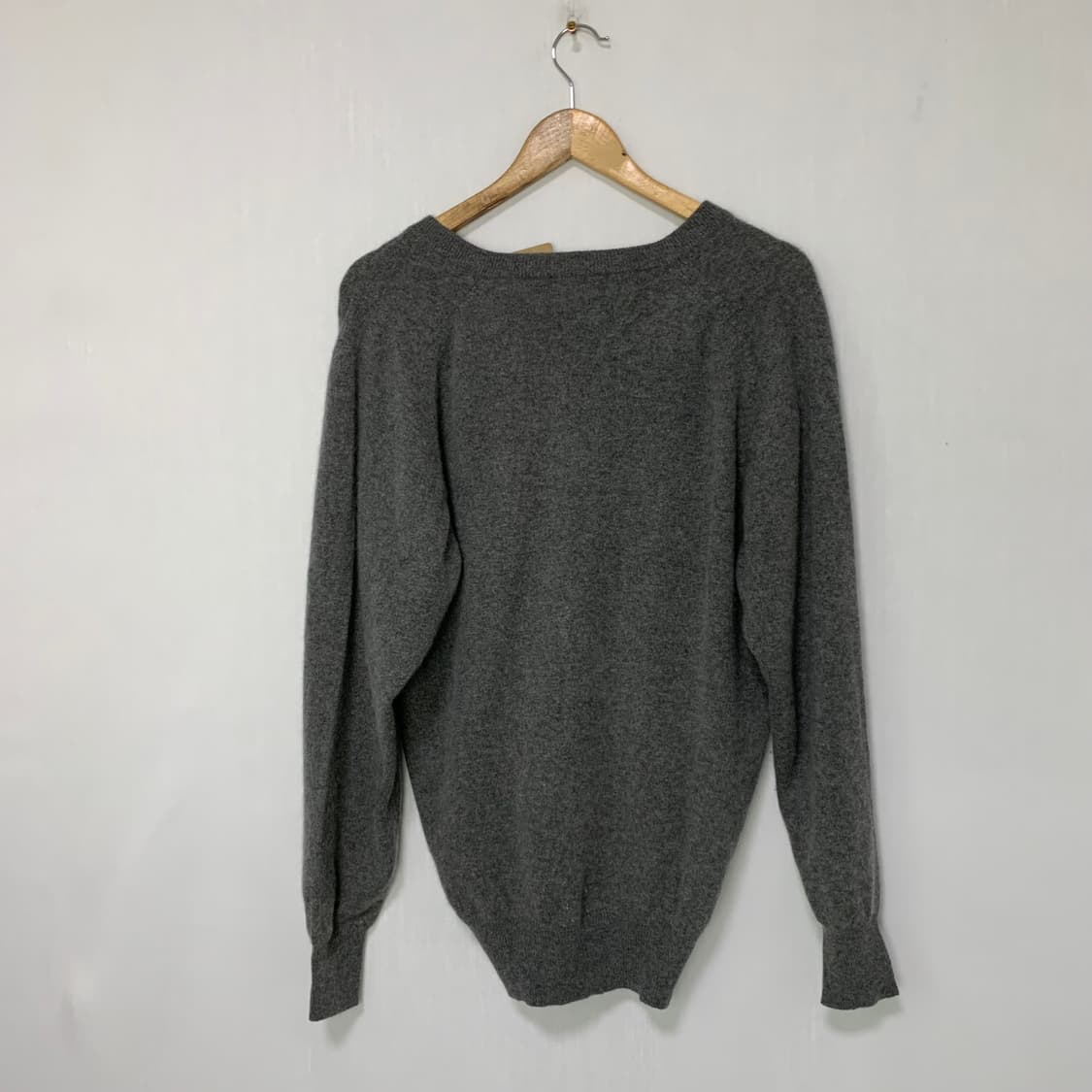 빈티지 캐시미어 100 그레이 긴팔 브이넥 니트 스웨터 M 남녀공용 상품이미지4