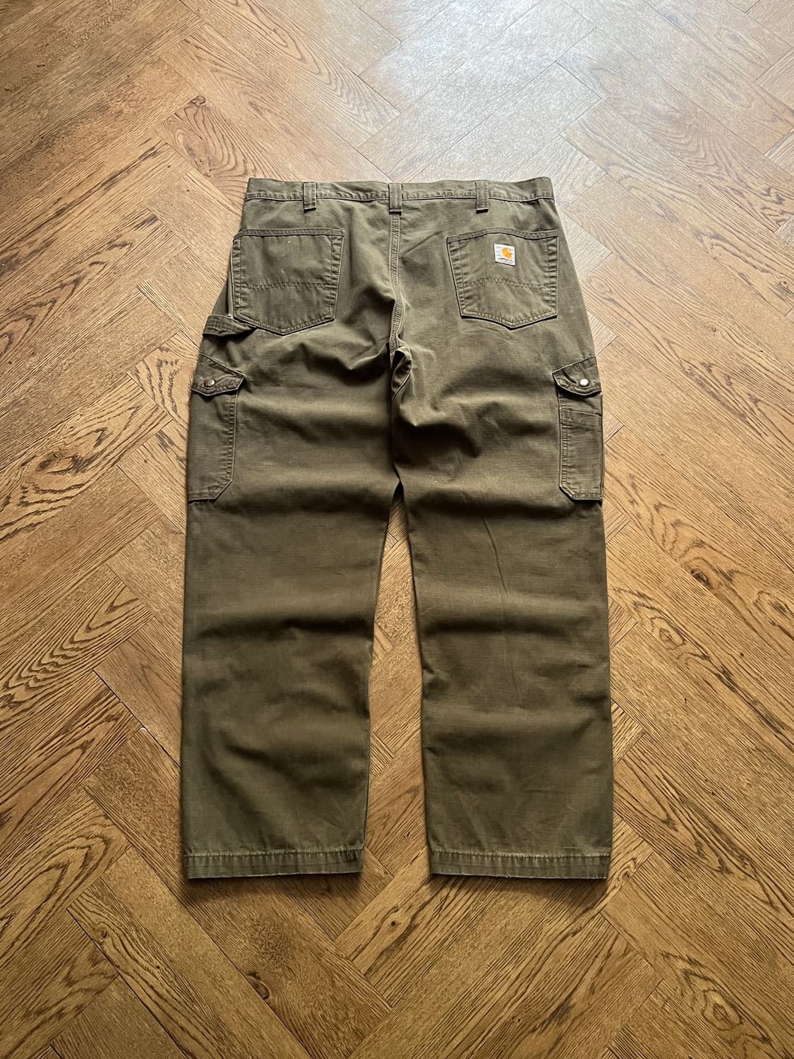 [38]칼하트 USA 페인팅 모스그린 립스탑 더블니 워크 카고 팬츠 상품이미지2