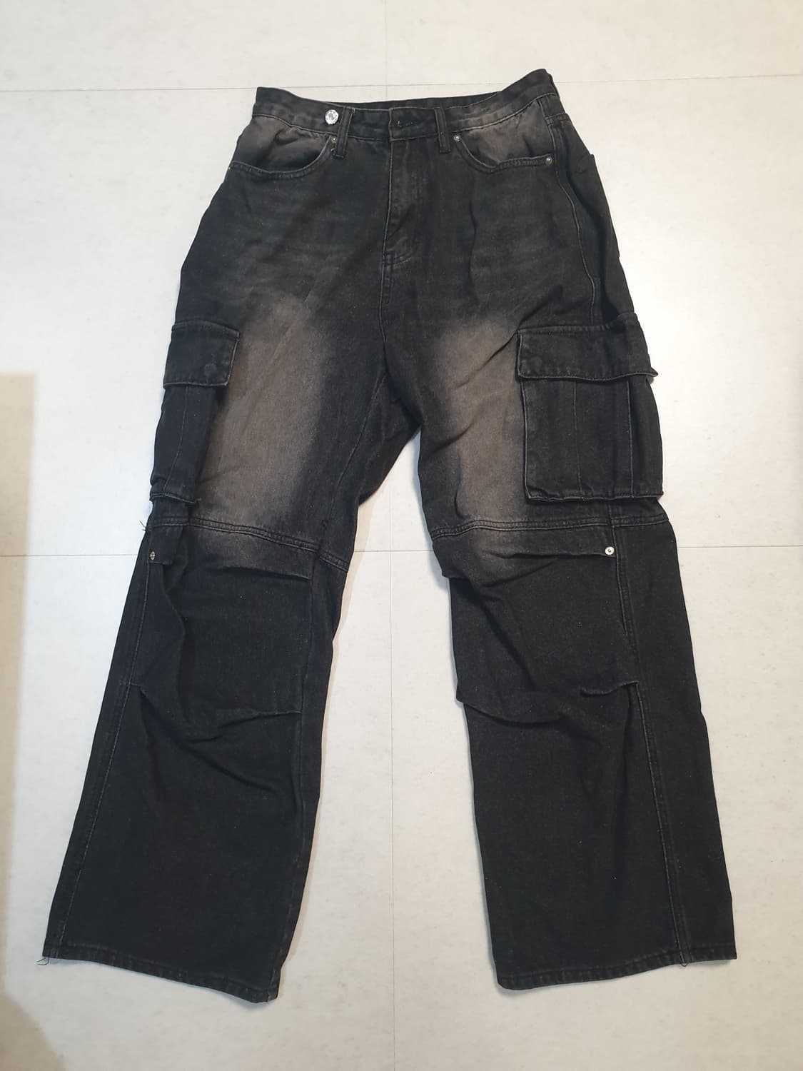 트릴리온 흑청 워싱 카고팬츠 데님 팝니다 상품이미지1
