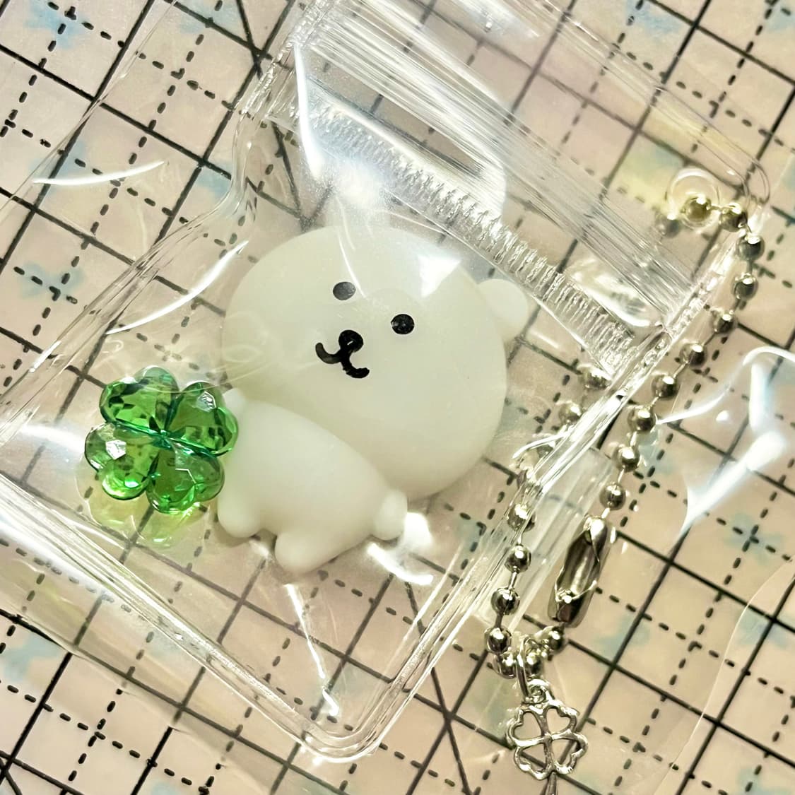 럭키 네잎클로버 농담곰 말랑이 키링2개 (행운 우정키링 커플키링 치이카와 상품이미지5