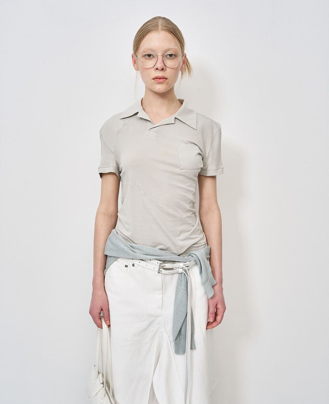 LCDC TM twisted collar top (light grey) 상품이미지1