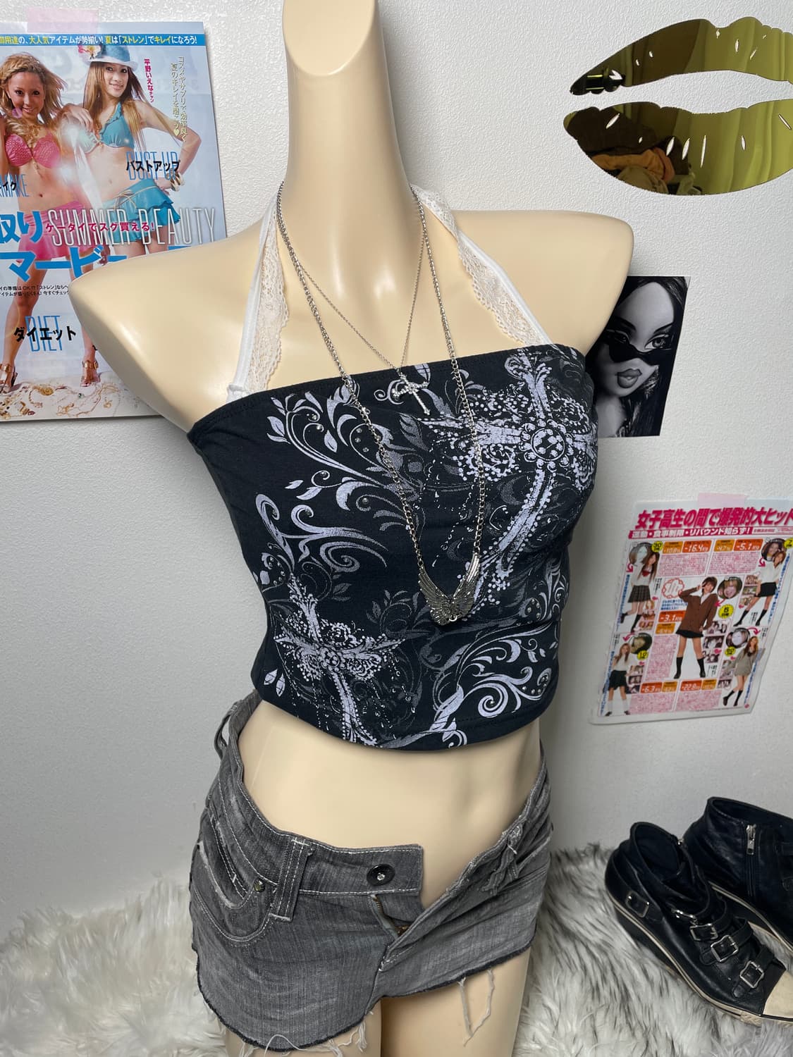 Y2k punk 큐빅 슬리브리스 탱크 탑 상품이미지1