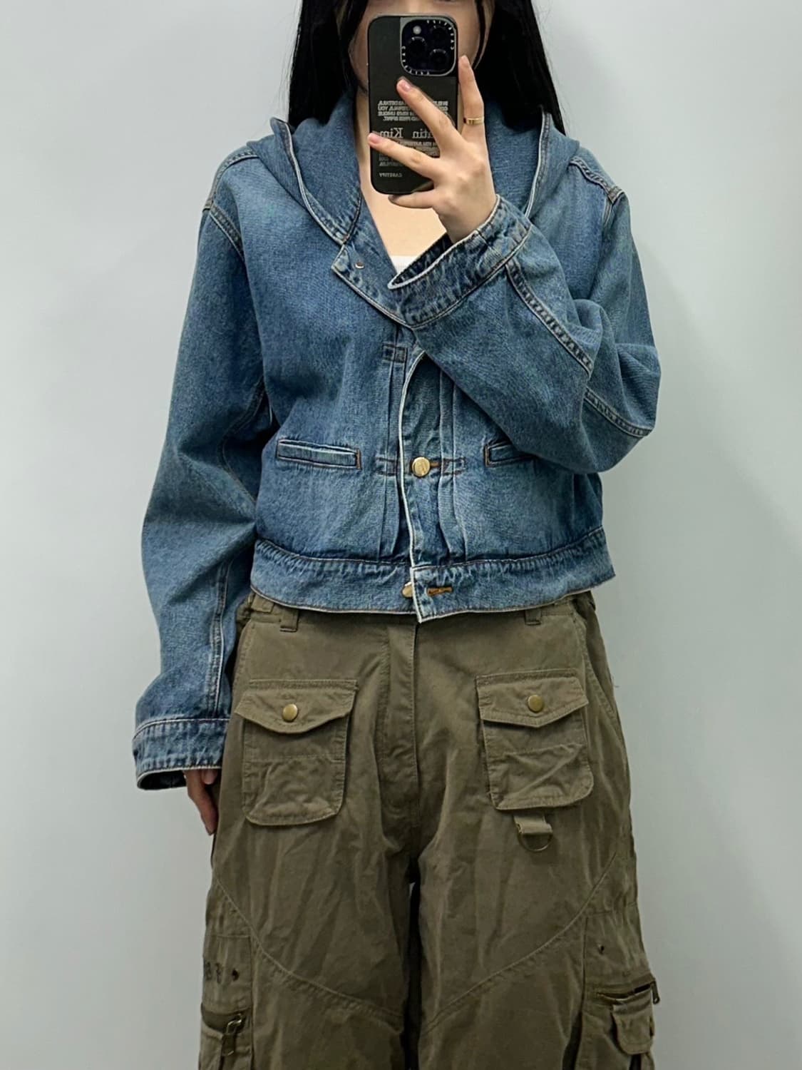 시스템 데님 크롭 후드 자켓 상품이미지1