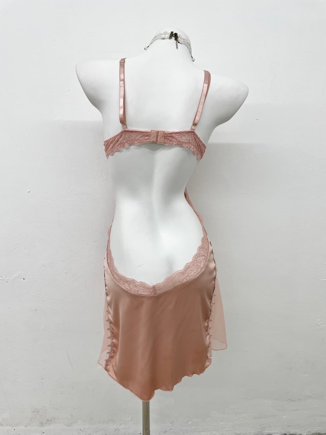 핑크 리본 레이스 슬립 상품이미지4