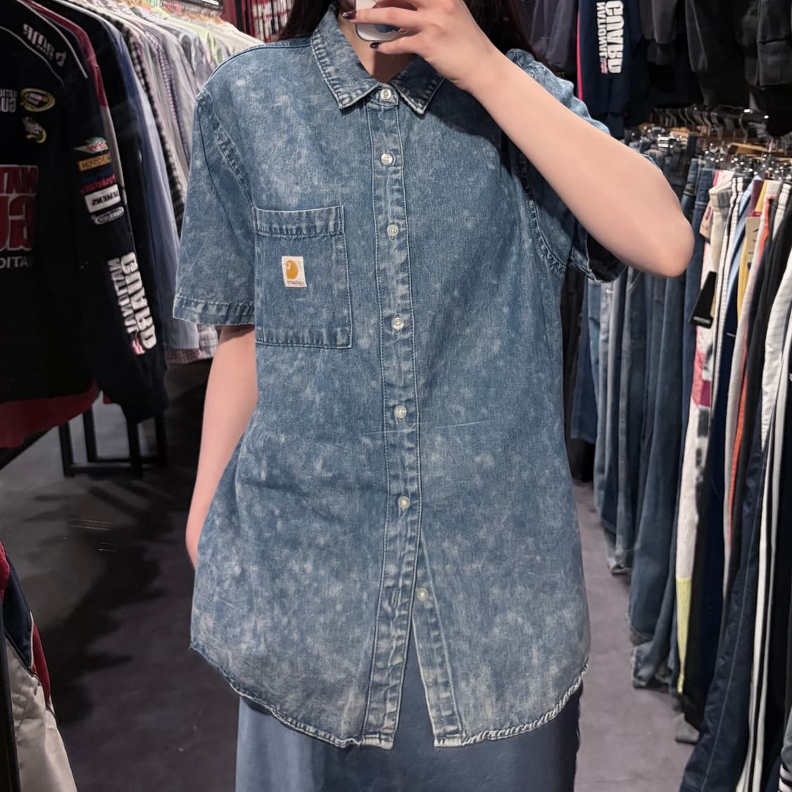 [IM] Carhartt 칼하트 워싱 데님 반팔 셔츠 상품이미지2