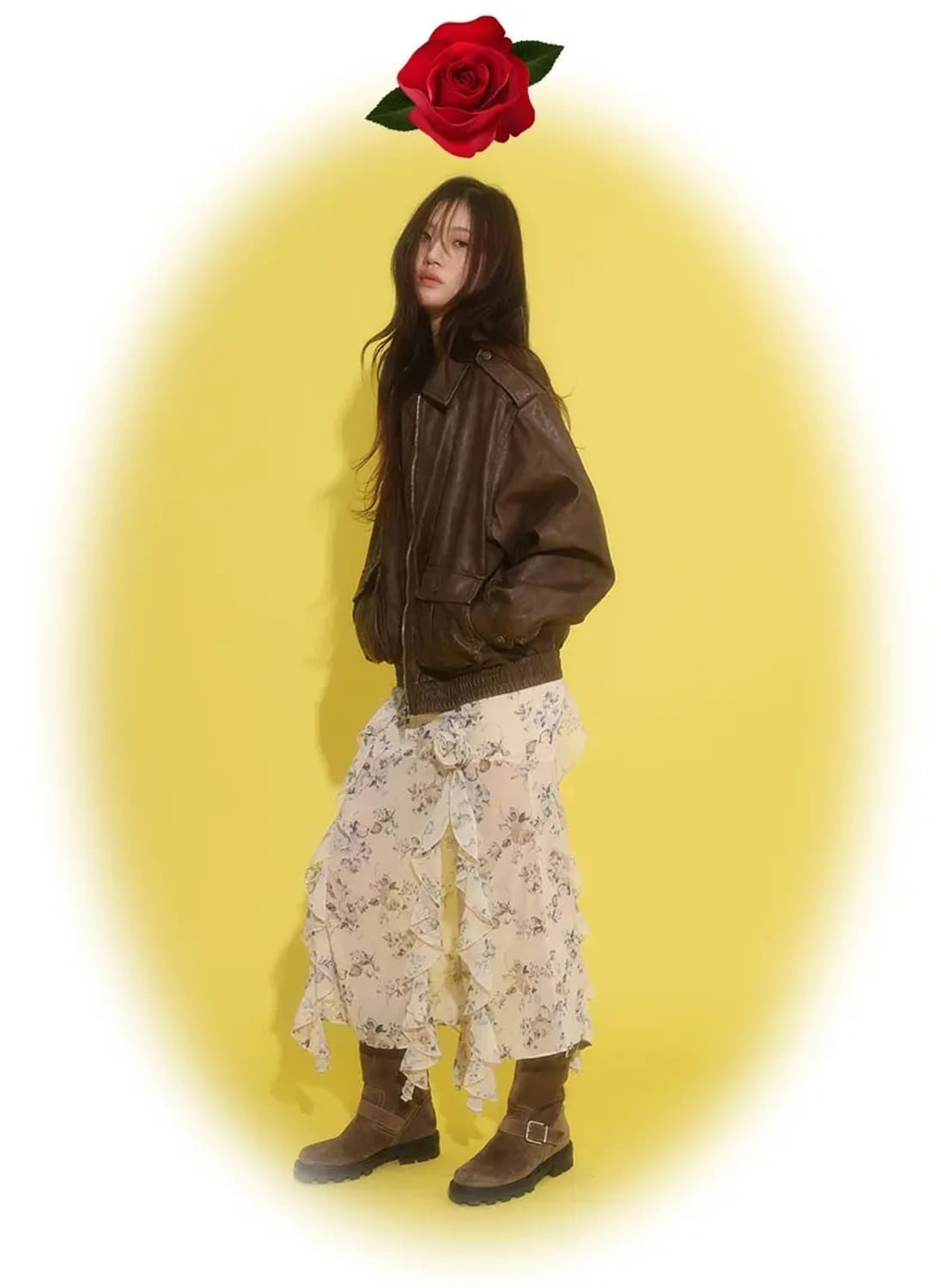 루루서울 City Blooming Leather Jacket brown 상품이미지1