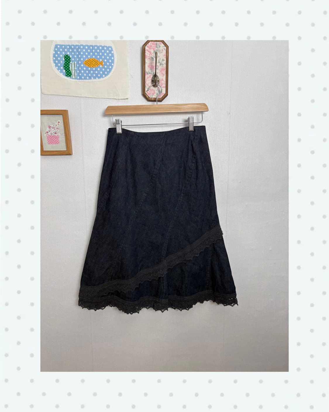 크로쉐 포인트 데님 스커트 상품이미지1