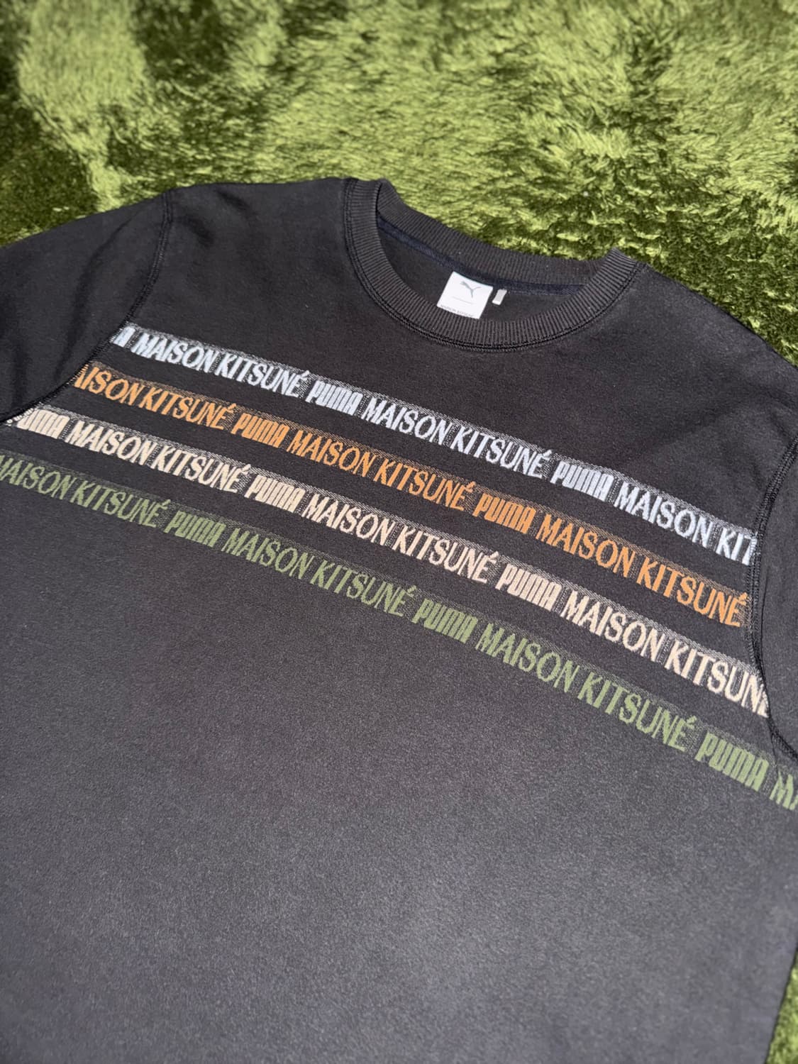 [XL] 푸마 X 메종 키츠네 콜라보 자카드 티셔츠 블랙 상품이미지2