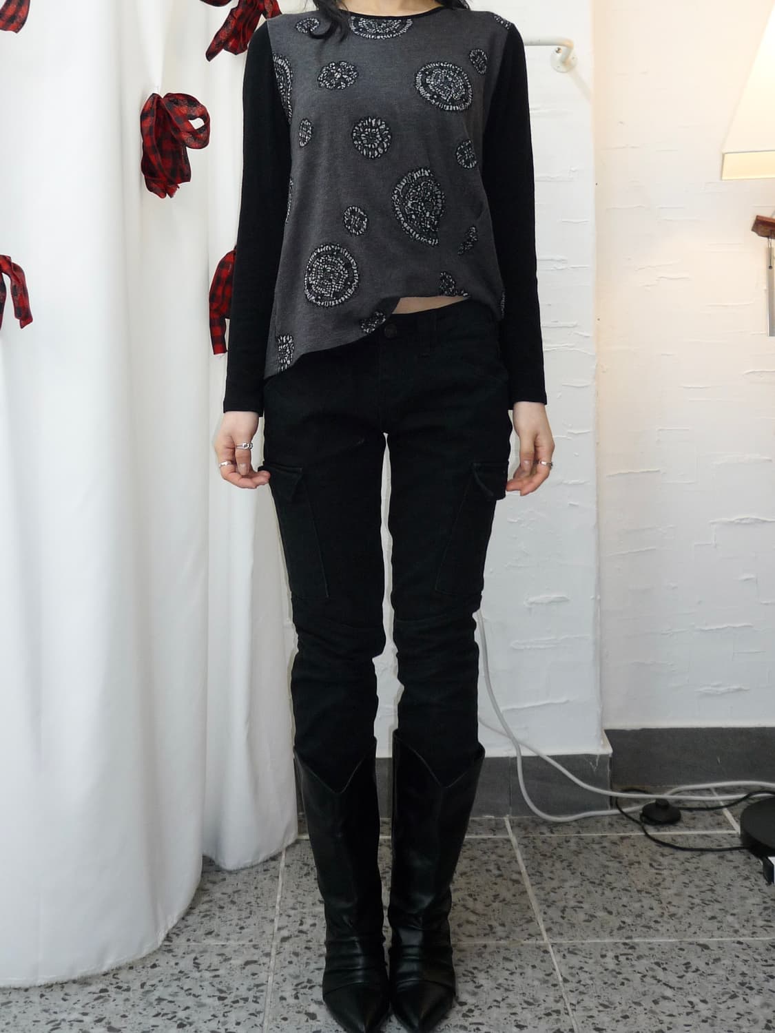 folded hem charcoal long sleeveless 상품이미지2