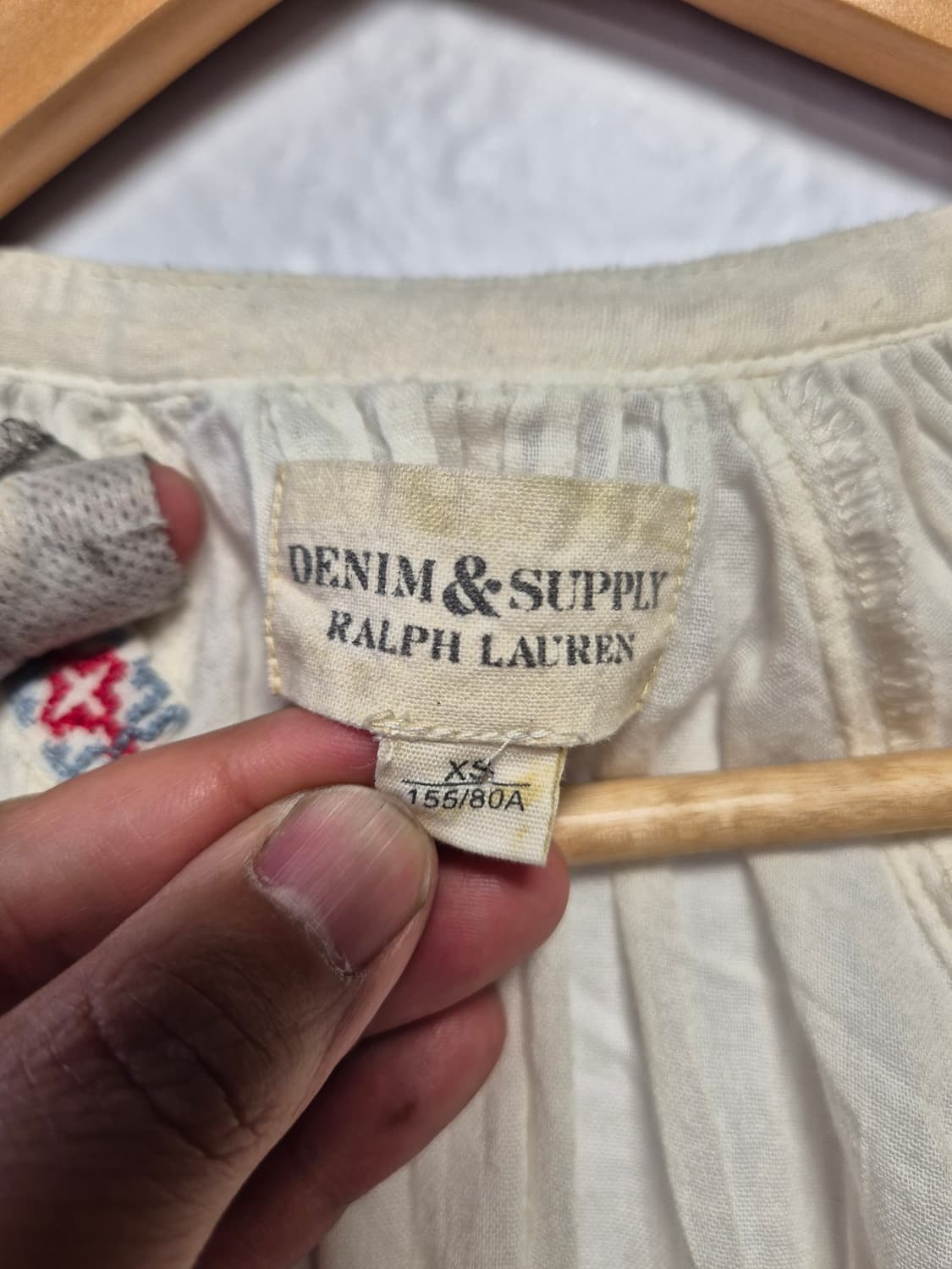 데님앤서플라이 랄프로렌 아이보리 자수 블라우스 XS사이즈 상품이미지2