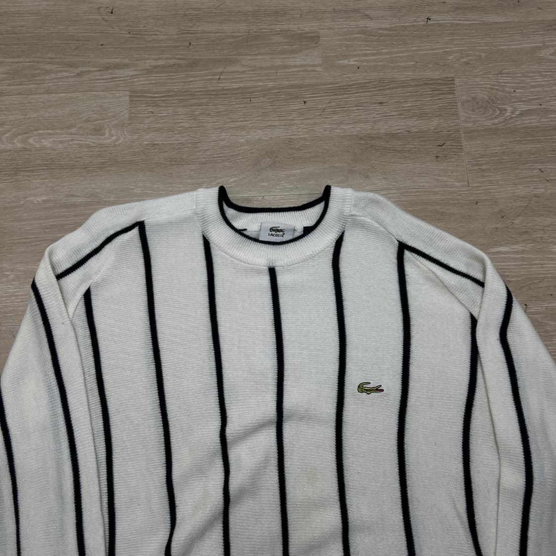 라코스테 버티컬 스트라이프 크루넥 라운드 니트 [화이트] XL/105 상품이미지2