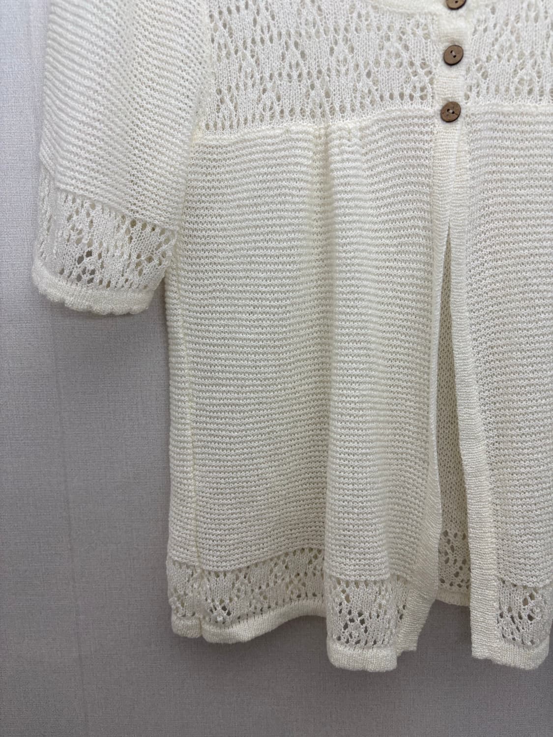 아이보리 반소매 니트 가디건 상품이미지3