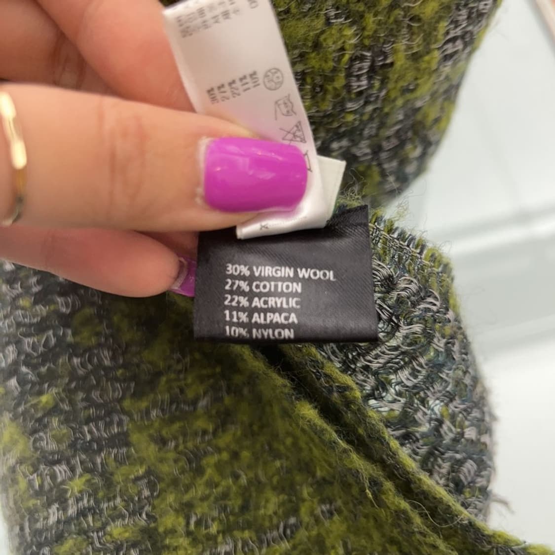 크로코다일 트위드패턴 올리브카키 버진 울 목도리 머플러 C07112 상품이미지4