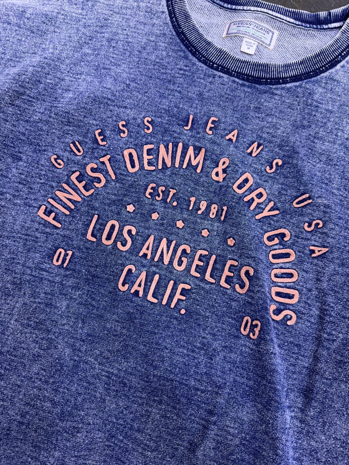 게스 빈티지 워싱 자수 레터링 맨투맨 스웻셔츠 M 상품이미지4