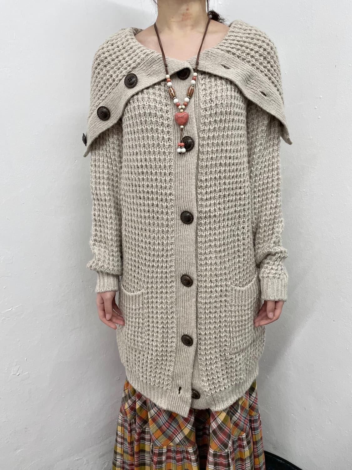 모리 버튼 와플 가디건 상품이미지2