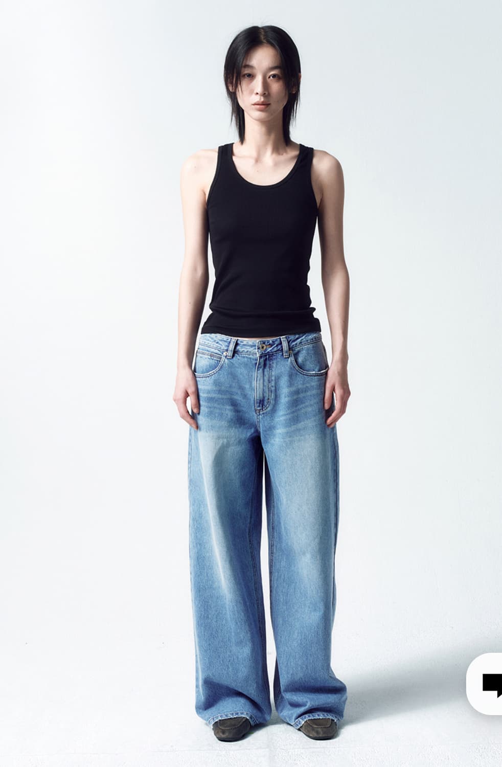 인사일런스우먼 로우 웨이스트 와이드 진 BLUE s 상품이미지1