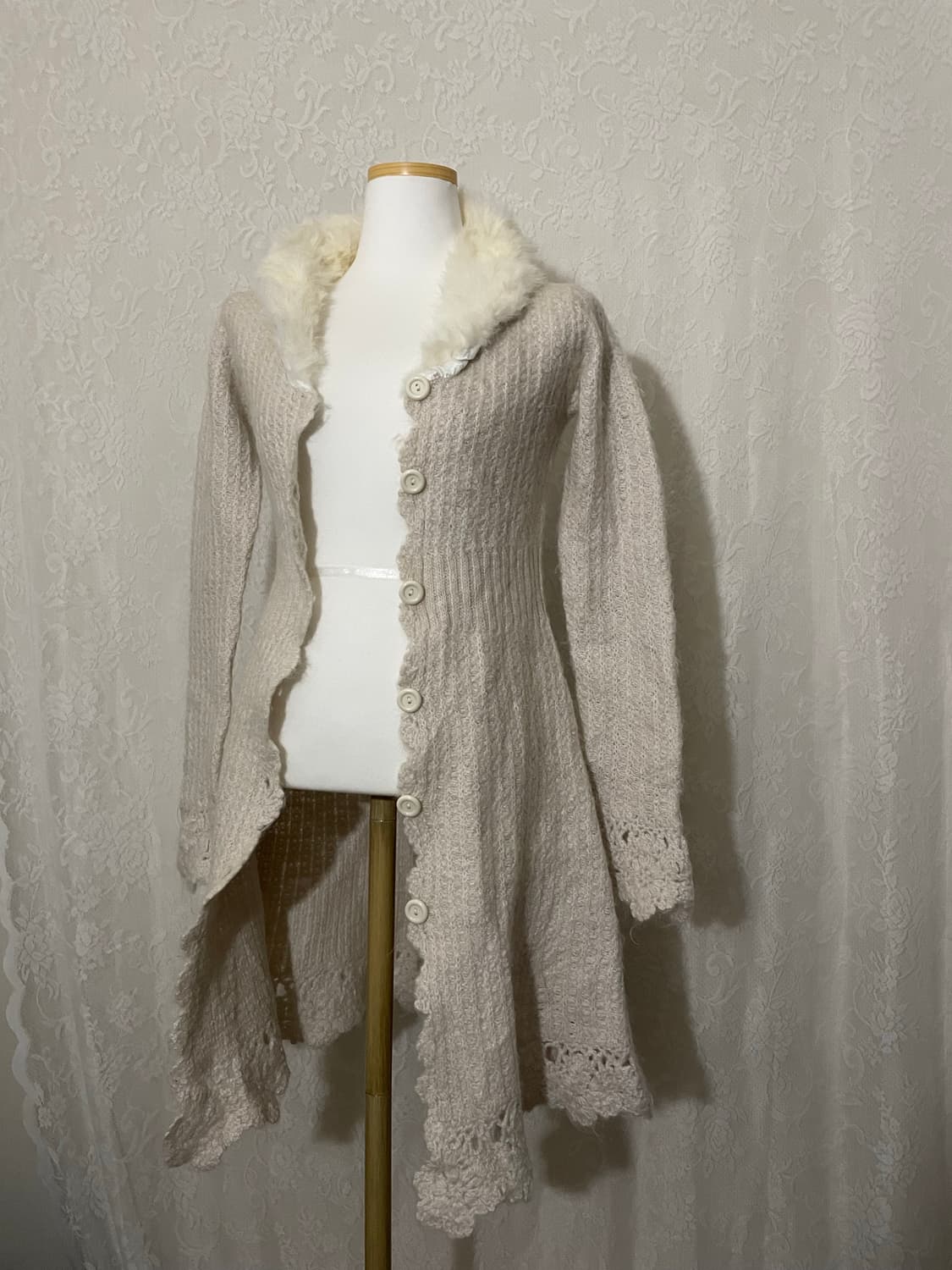 L'est rose 페미닌 퍼카라 니트 가디건 (울 혼방) 상품이미지2