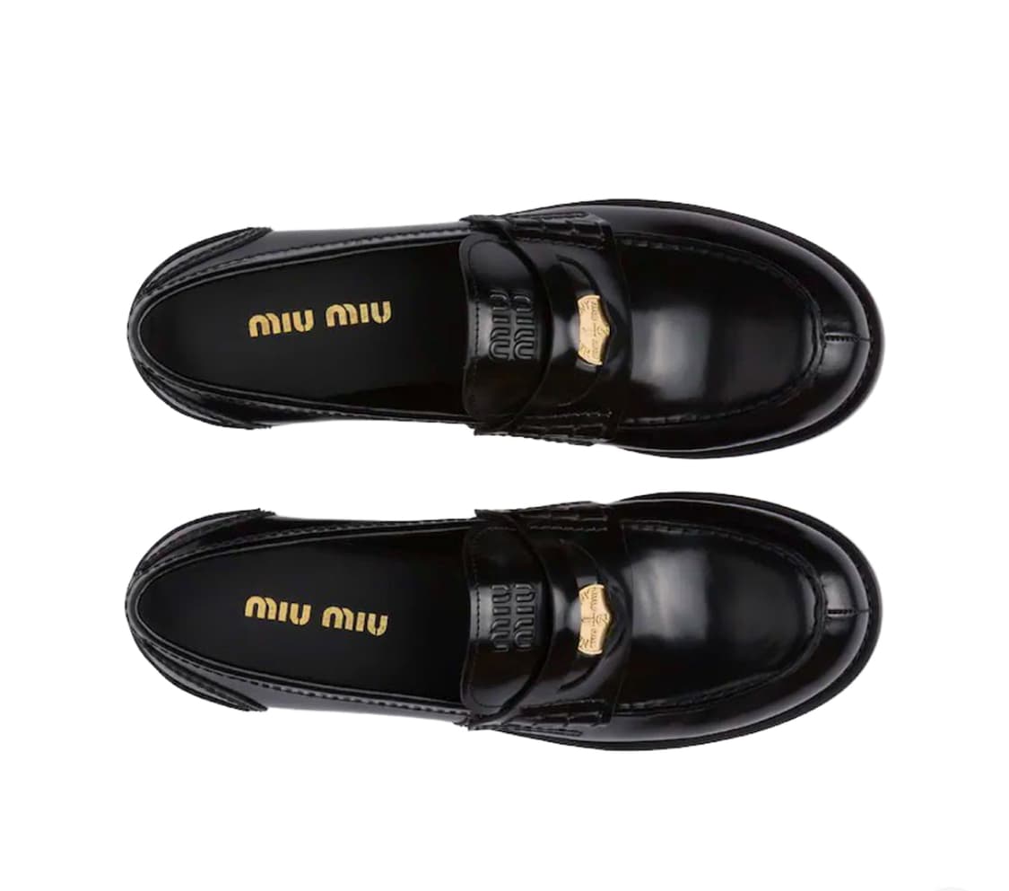 [41] 미우 미우 Miu Miu 가죽 레더 페니 코인 로퍼 블랙 상품이미지1