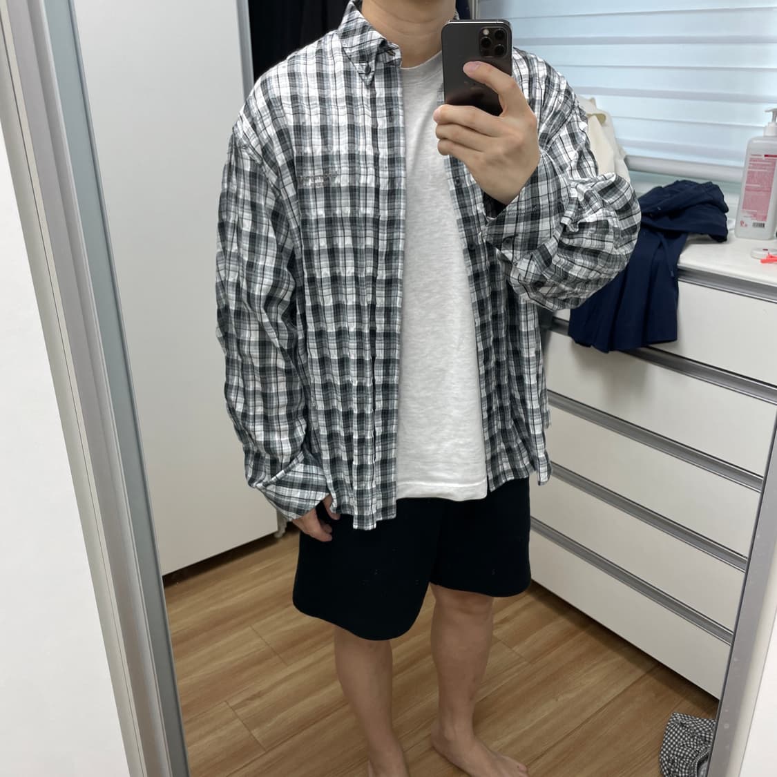 언더마이카 체크 셔츠 블루 블랙(2사이즈) 상품이미지8