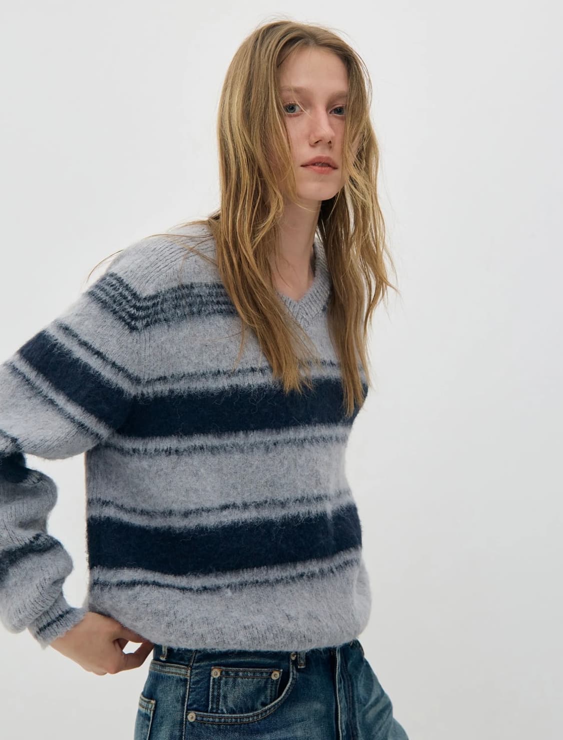 로우클래식 스트라이프 퍼지니트  상품이미지1