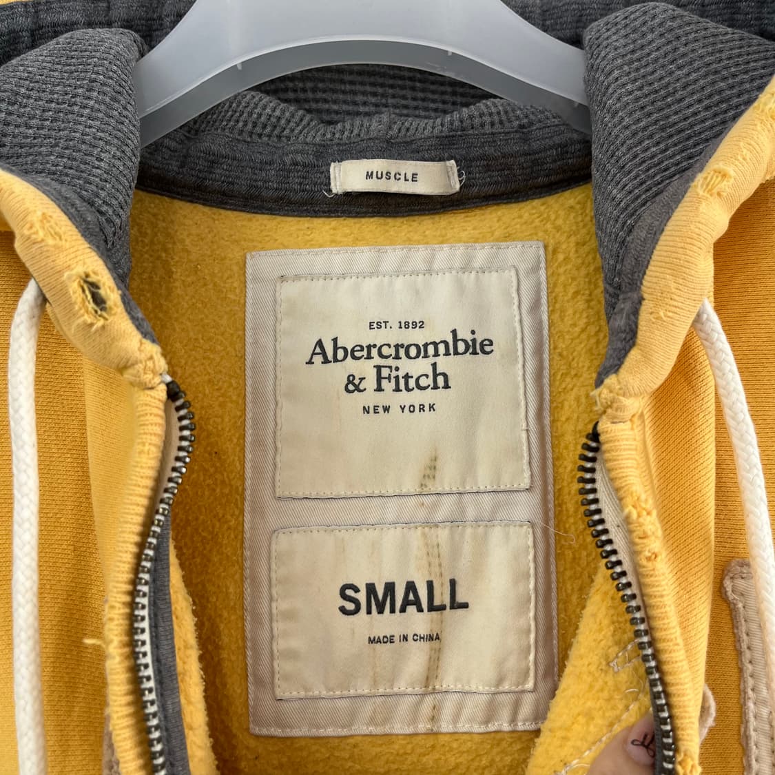 아베크롬비 자수로고 옐로우 후드집업 상품이미지5