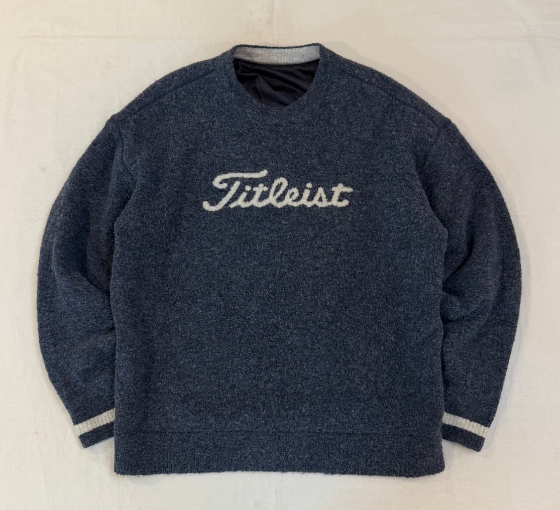 타이틀리스트 남성 울 혼방 방풍 니트 네이비 상품이미지1