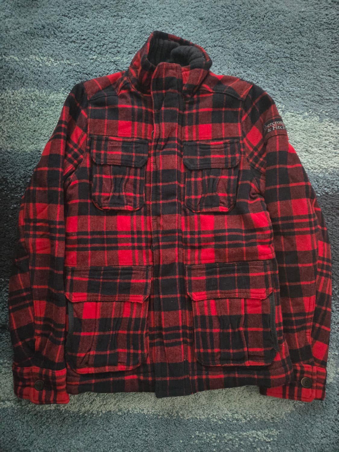 아베크롬비 빈티지 버팔로 헤비 울 체크 코트 필드자켓 레드 표기M사이즈 상품이미지1