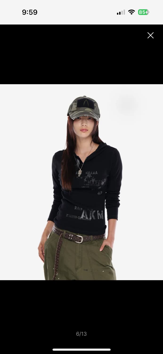 아캄 Numbering Hooded Long Sleeve 1사이즈 블랙 상품이미지3