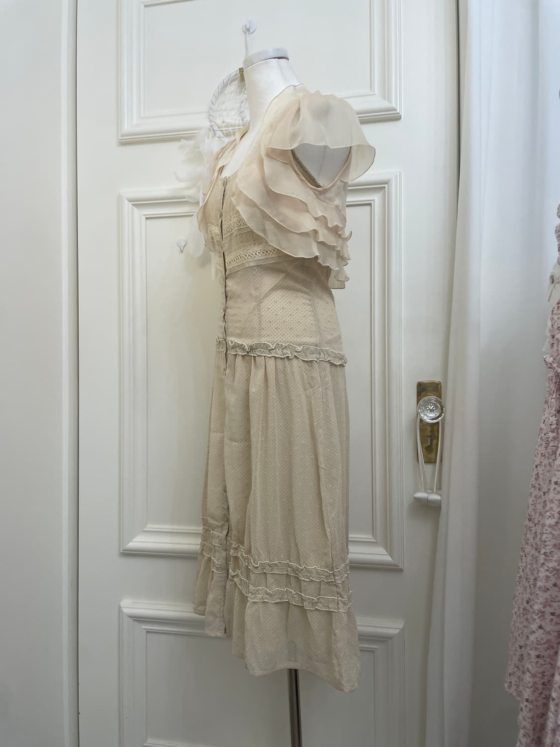 beige ruffle fairy bolero&beige dot lace 상품이미지2