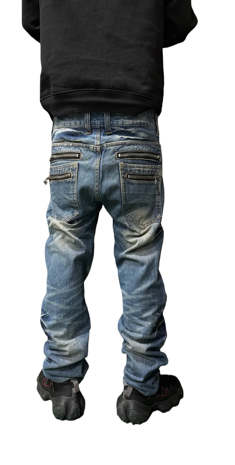 Made in heaven 메이드인헤븐 펑크 데님 y2k워싱 팬츠 상품이미지1