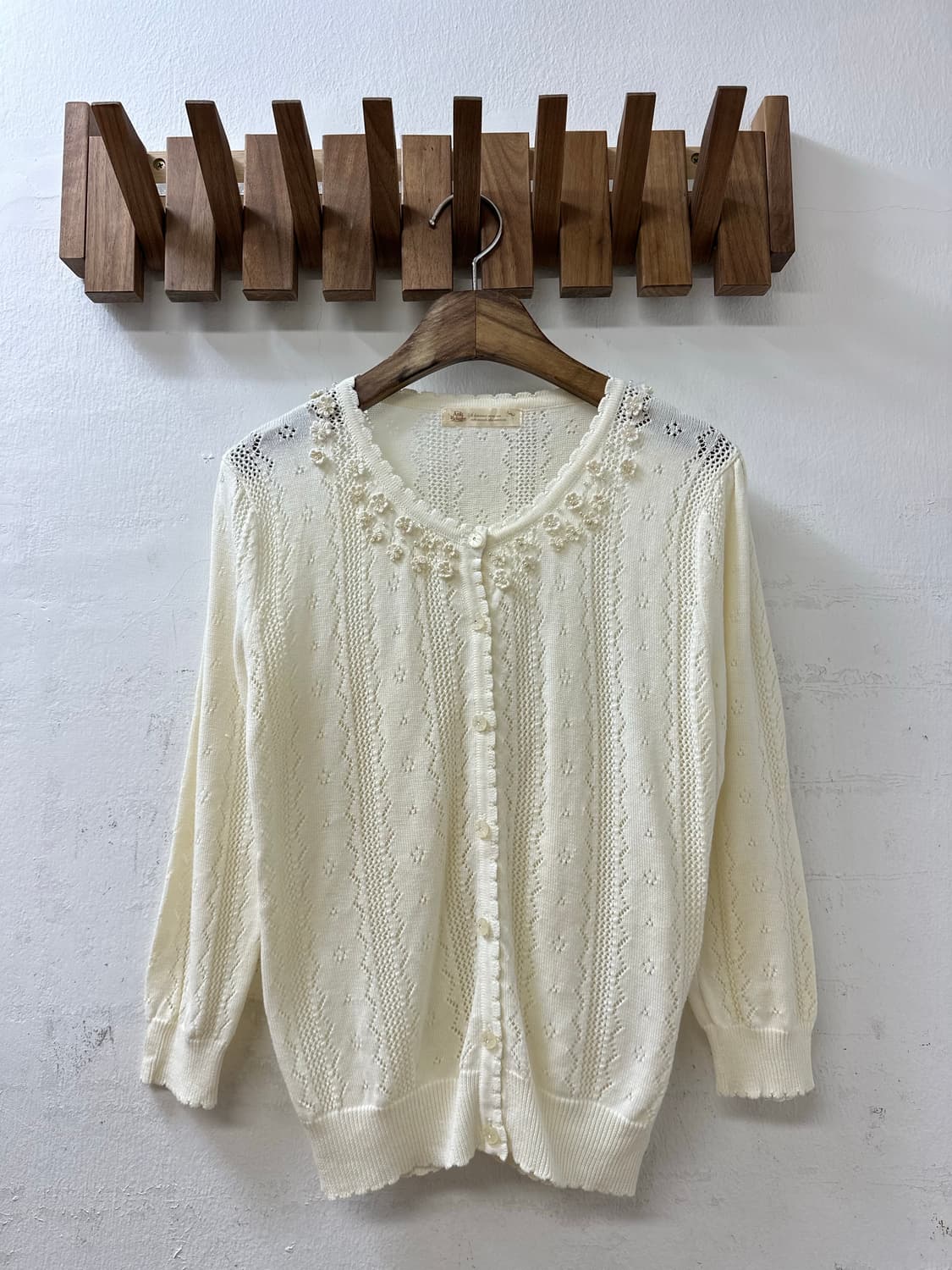 일본빈티지 Ank Rouge 앙크루즈 플라워 자수 비즈펀칭 니트 가디건 상품이미지1