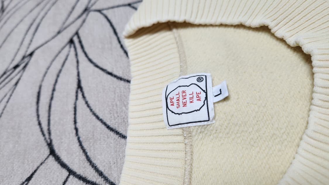 90s 초기형 A Bathing Ape 크루넥 스웨트셔츠 L 카스타드 상품이미지7