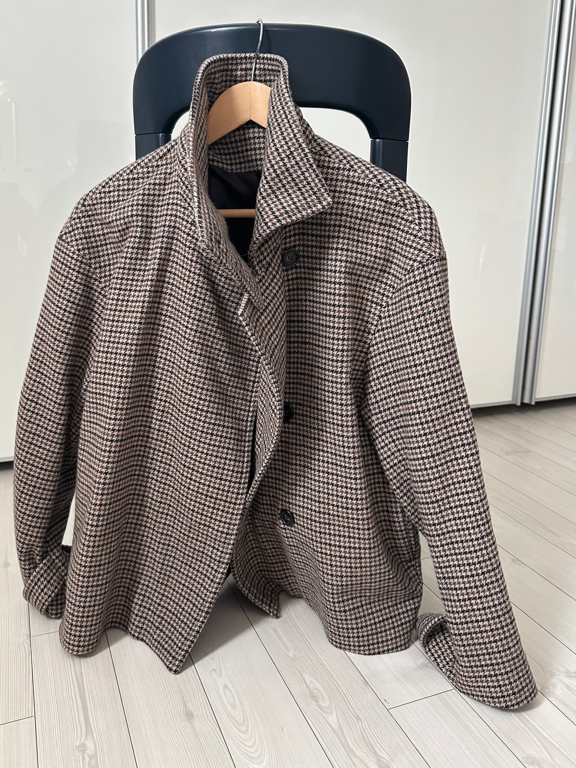 Arket 하이넥 체크 코트 상품이미지3