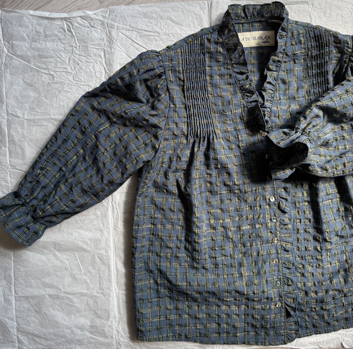 비아 플레인 체크 블라우스 사이즈 프리 상품이미지3