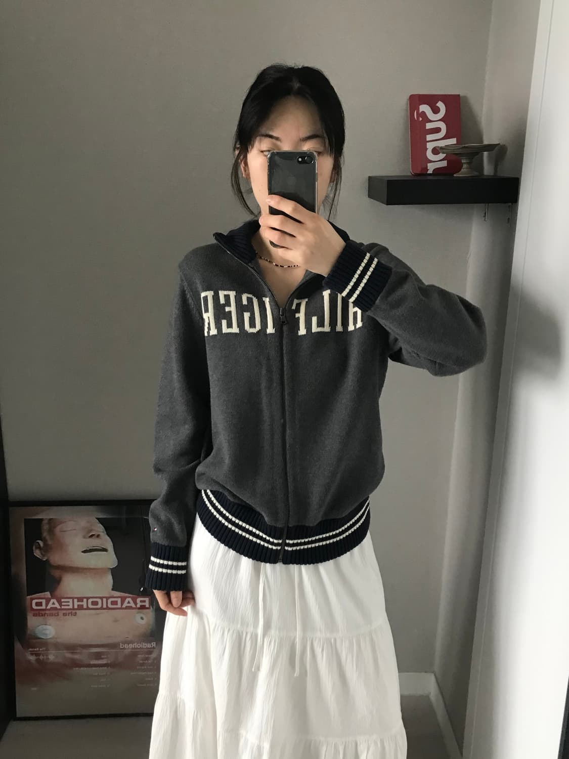 타미힐피거 중앙 스펠아웃 차콜 니트 집업 상품이미지1