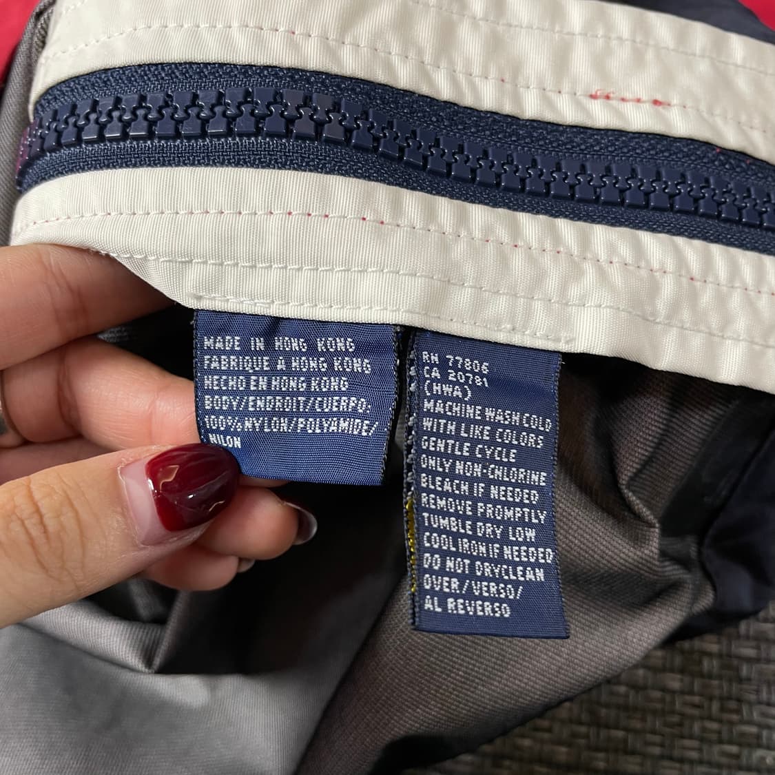 타미힐피거 레드 네이비 아노락 앞포켓 나일론 바람막이 자켓 2XL 상품이미지5