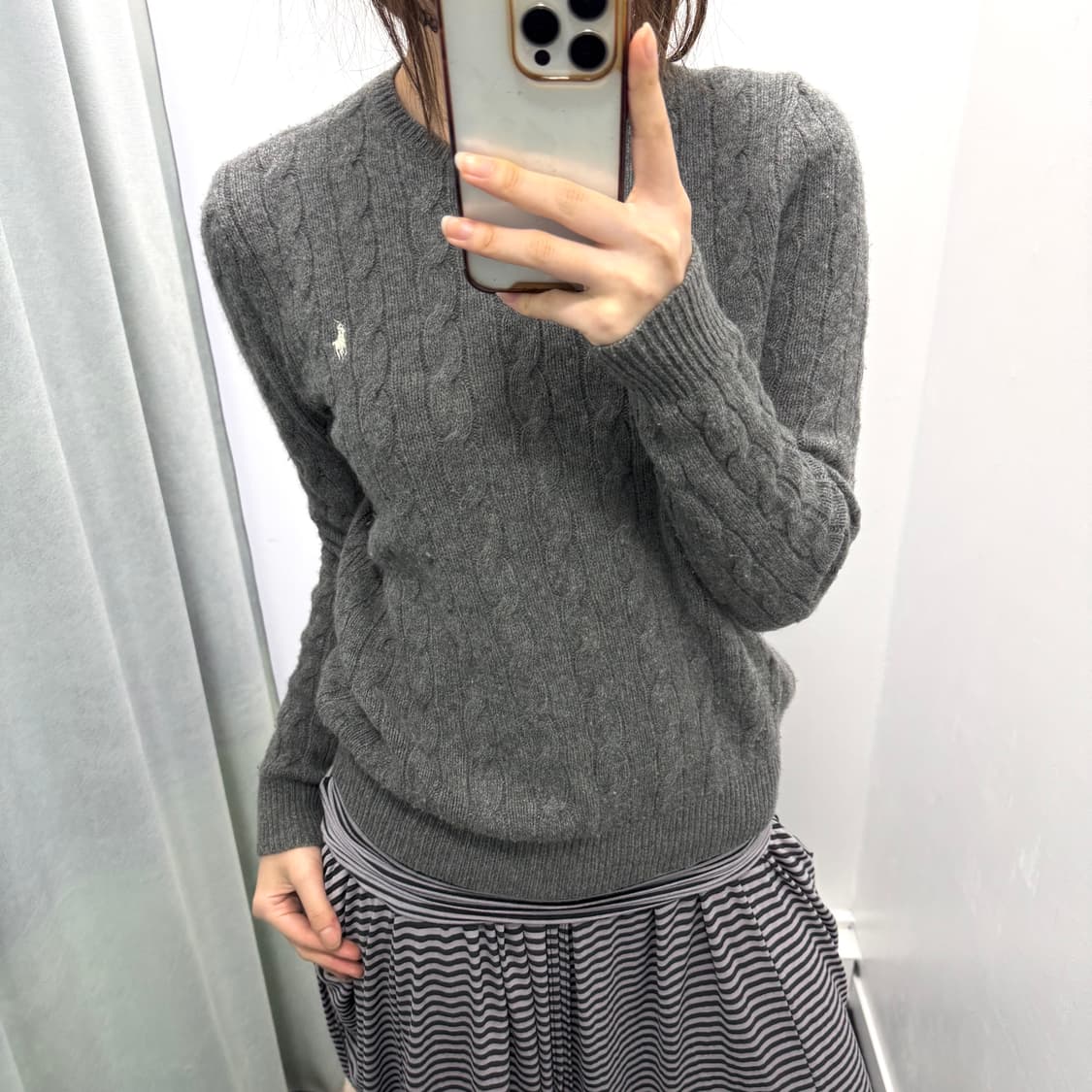 폴로 그레이 케이블 니트 상품이미지2