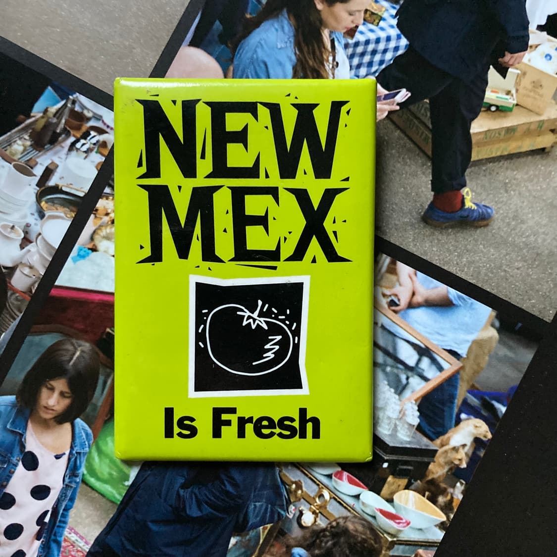 빈티지 NEW MEX 토마토 프린팅 스퀘어 핀 버튼 뱃지 브로치 악세사리 상품이미지1