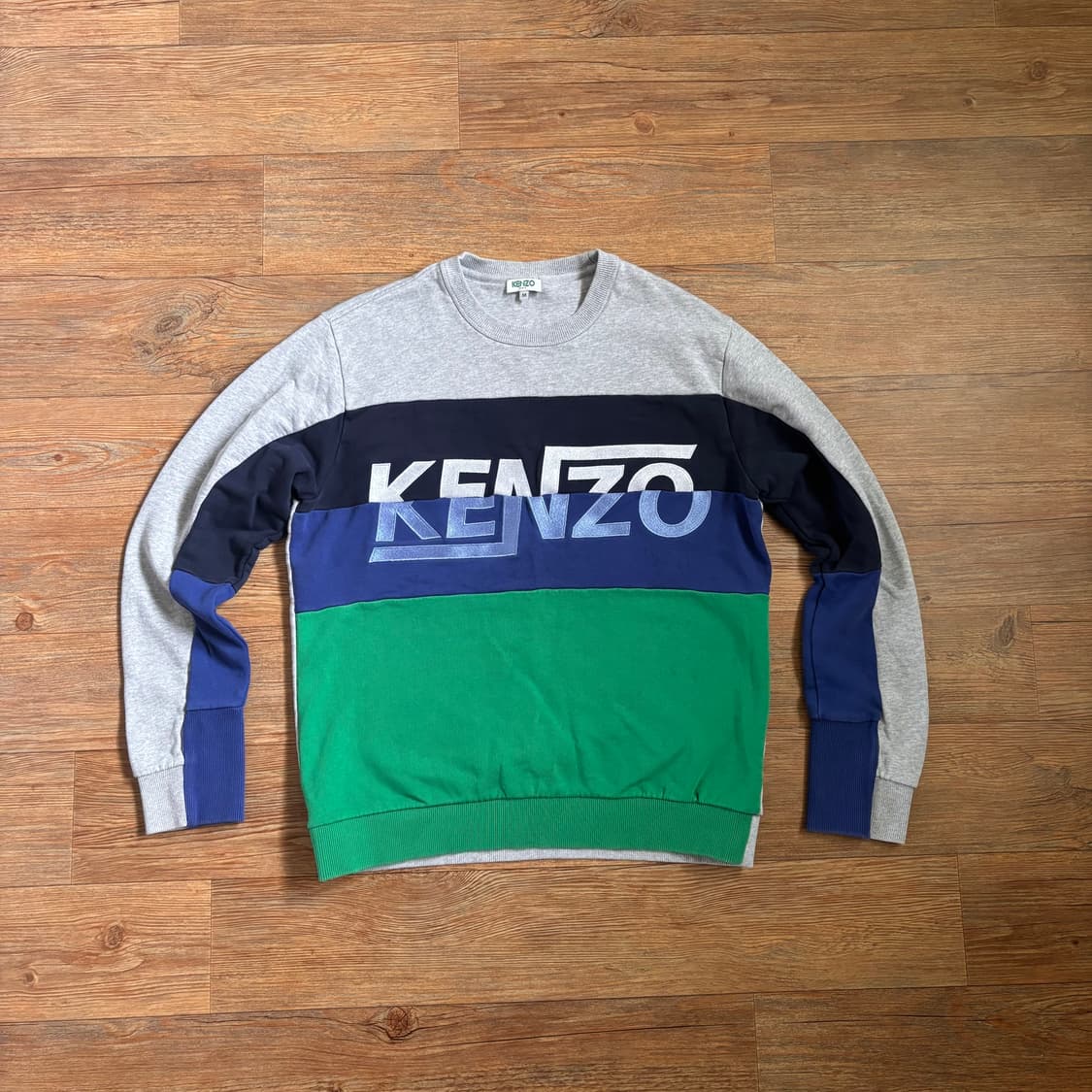 겐조 맨투맨 티셔츠 M 55 입체적인 패턴 컬러 블록  상품이미지1