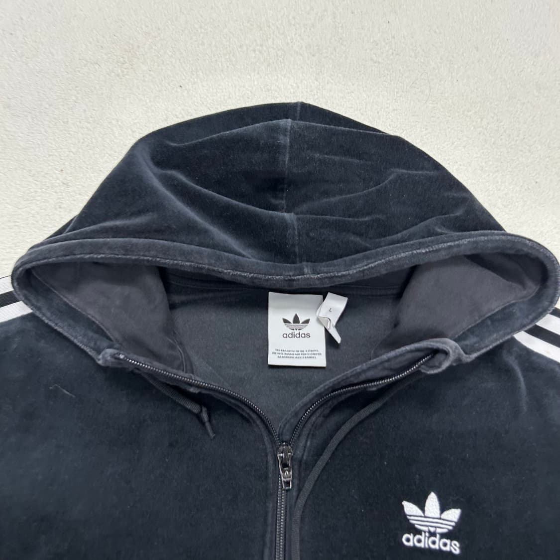Adidas black cozy velour half-zip hoodie 상품이미지6