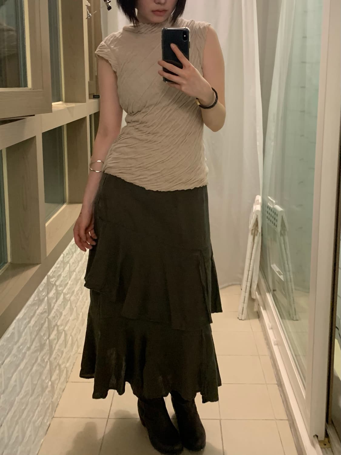 Asymmetric Layered Slit Skirt 상품이미지6